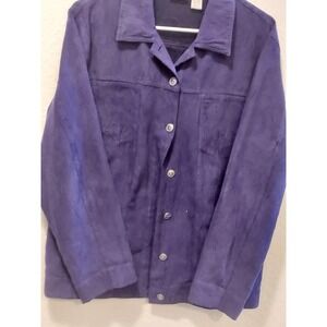 CHICOS Purple Long Sleeve Button Down Shirt, Blouse Size 1